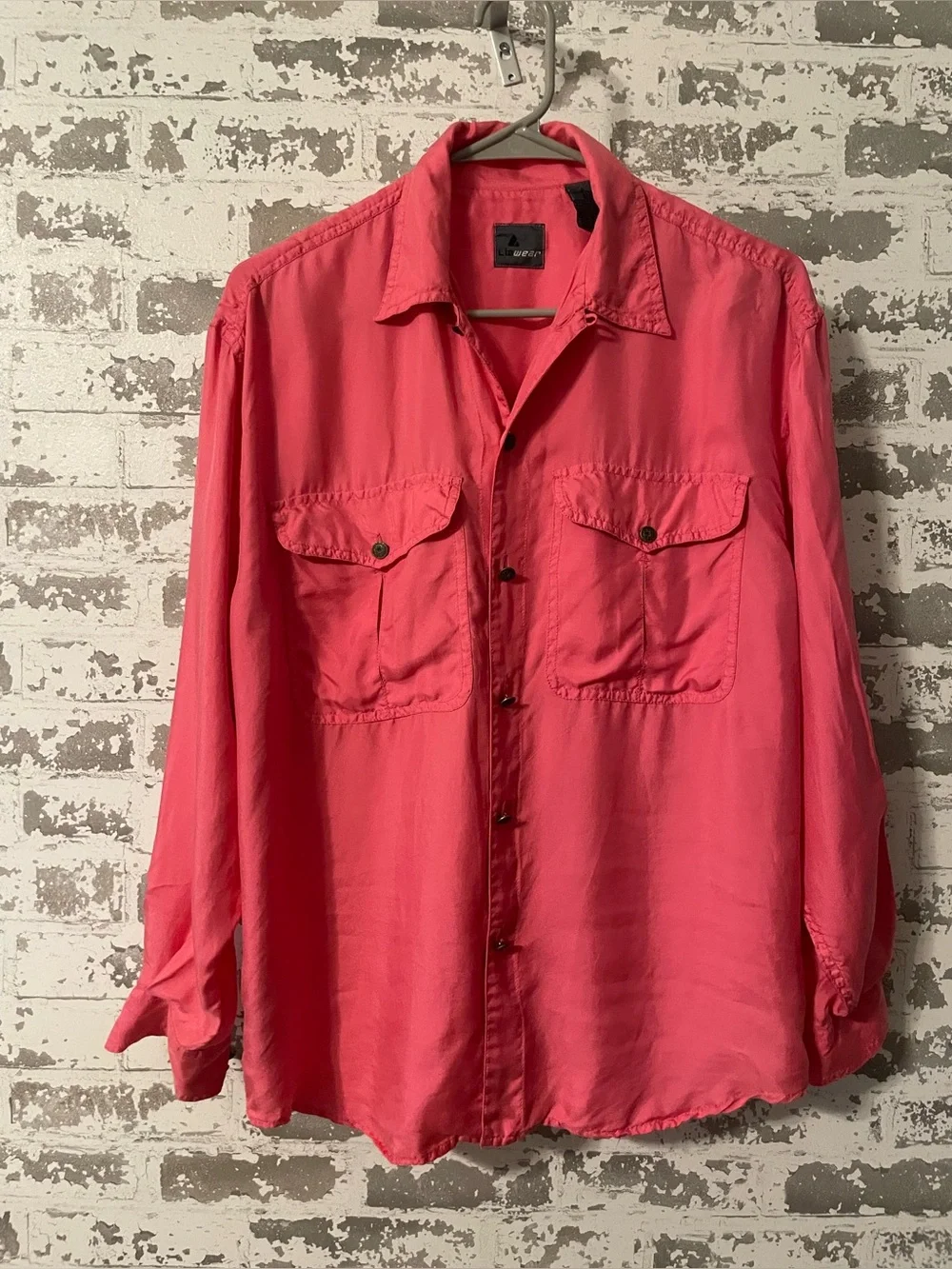 Lizwear Silk Button Front Blouse – Coral Pink | Size S